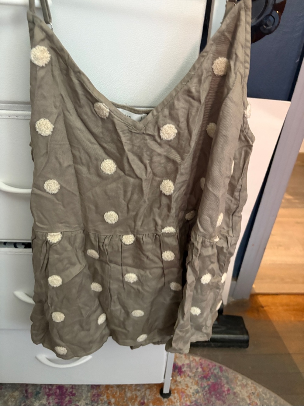 mine Taupe tank with Cream Polka Texture